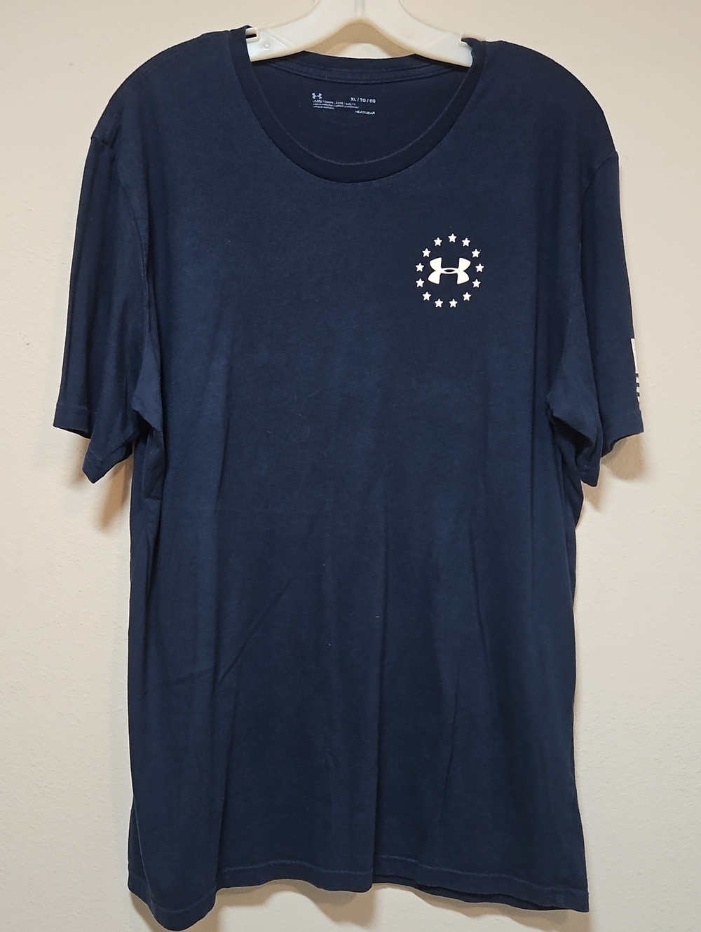 Under Armour XL Men’s Navy Short Sleeve Crew Tee with White Logo